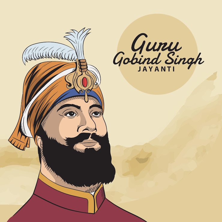Vettore felice festival guru gobind singh jayanti per il vettore di celebrazione sikh
