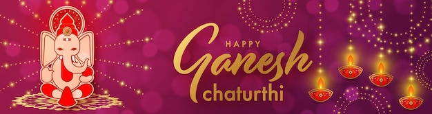 Felice Ganesh Chaturthi saluti festival illustrazione vettoriale design