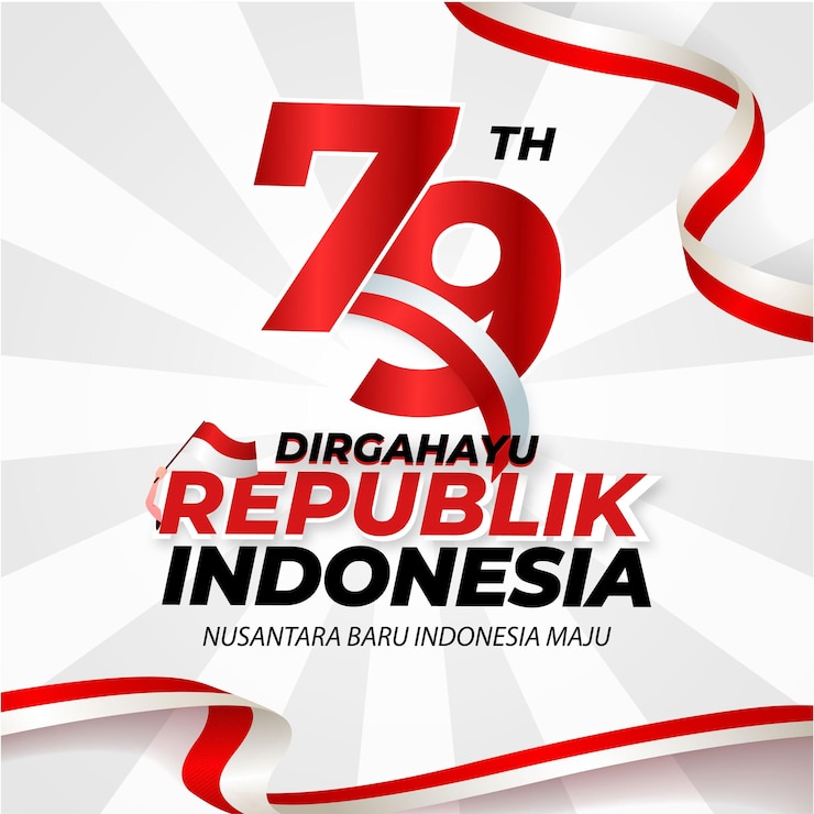 Vettore felice giornata dell'indipendenza dell'indonesia 17 agosto 2024 79° vettore