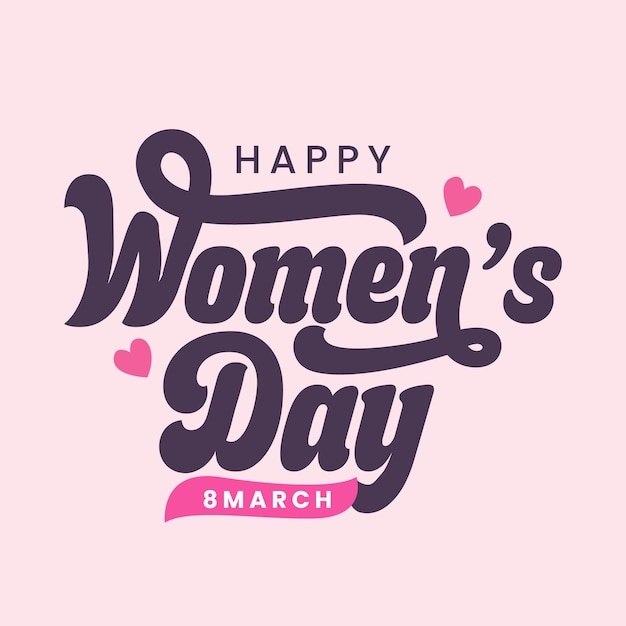 Felice Giornata della Donna vettoriale illustrazione scritta a mano carta di auguri per l'8 marzo