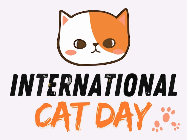 Felice Giornata Internazionale del Gatto 8 agosto Cartella di saluto o invito Disegno vettoriale
