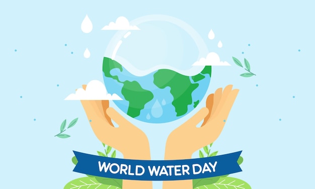 Felice Giornata Mondiale dell'Acqua illustrazione di design piatto Save Water Concepts Vector