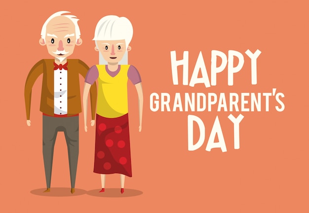 Felice giorno dei nonni carta con cartoni animati