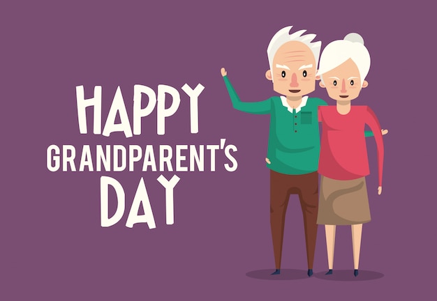 Felice giorno dei nonni carta con cartoni animati