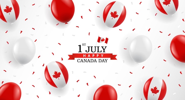 Felice giorno del Canada Sfondo con palloncini e coriandoli