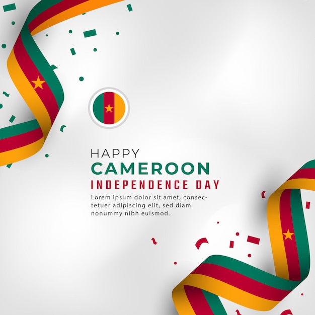 Felice giorno dell'indipendenza del Camerun 1° gennaio Celebrazione per Poster Banner Pubblicità biglietto d'auguri