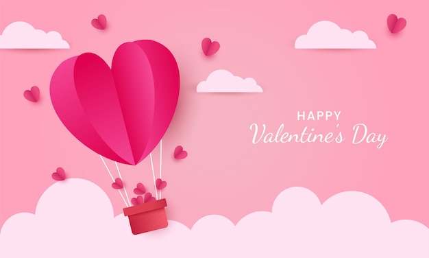 Felice giorno di San Valentino striscione con cuori sfondo d'amore per il giorno di San Valentino palloncino cuore