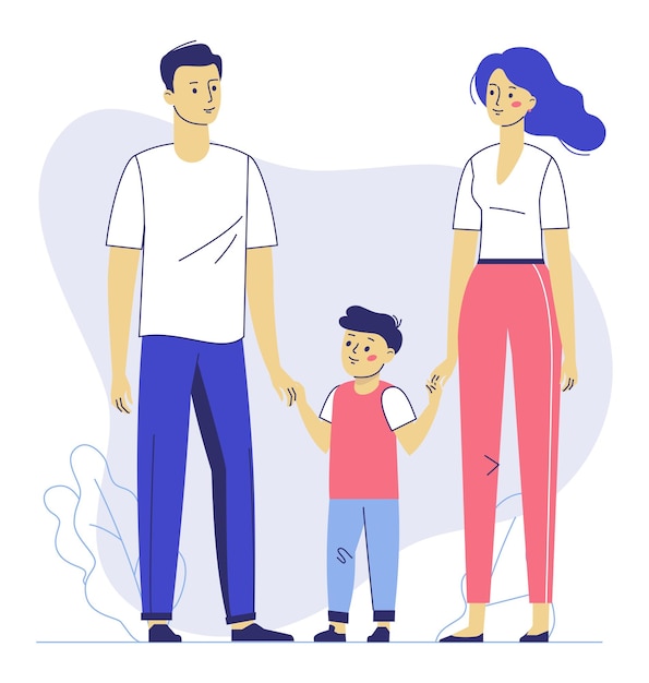 Felice giovane famiglia papà mamma figlio