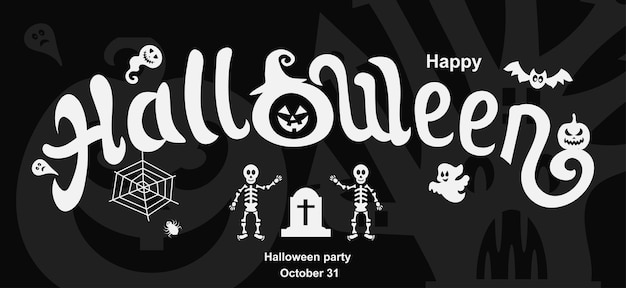 Felice Halloween testo Banner illustrazione vettoriale