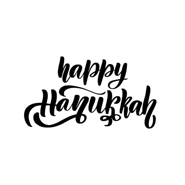 Felice Hanukkah testo vettoriale Calligraphic Lettering modello di scheda di progettazione