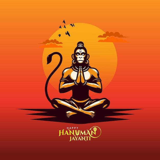 felice Hanuman Jayanti saluto con il Signore Hanuman illustrazione