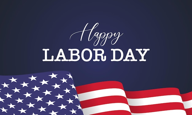 Felice illustrazione vettoriale del Labor Day Bella bandiera degli Stati Uniti su sfondo blu scuro