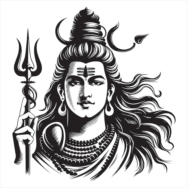 felice maha Shivratri con Trisulam una festa indù celebrata della notte del dio Shiva Vector Free