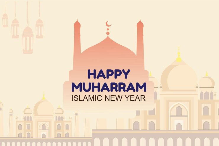 Felice muharam islamico nuovo anno auguri vettore