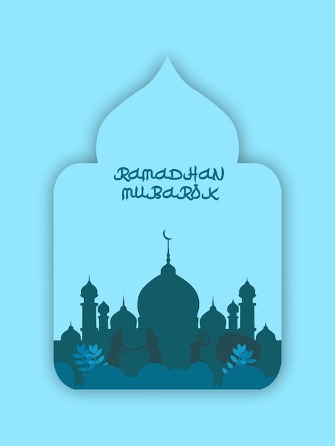 Felice ramadan mubarok saluto concetto ilustration per biglietto di auguri e cartolina