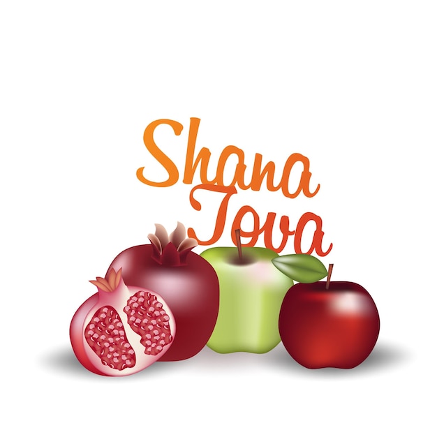 Felice Rosh Hashanah Testo ebraico Shana Tova Festa del capodanno ebraico Torah Miele e mela