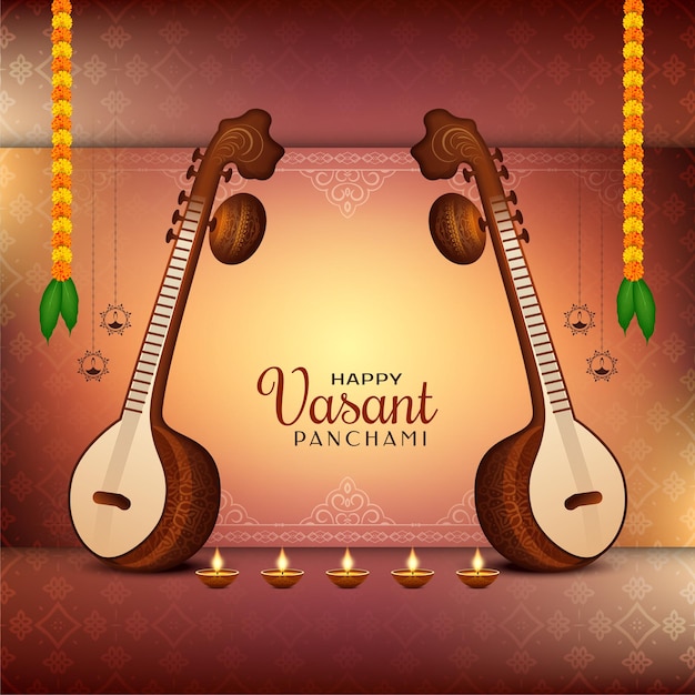Felice Vasant Panchami tradizionale festival celebrazione sfondo disegno vettoriale