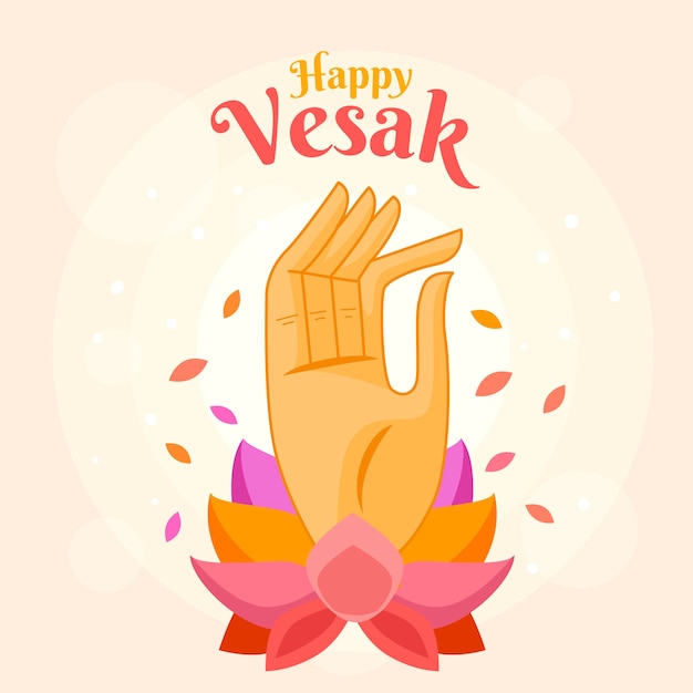 Felice vesak con mano e loto