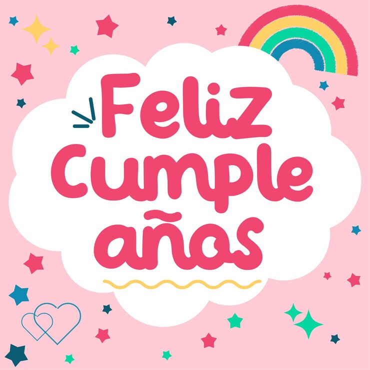 Vettore feliz cumpleaños arcoíris