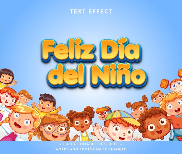 Feliz dia del nino fonte editabile