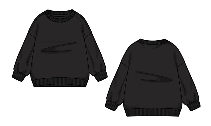 Vettore felpa in pile tecnico moda piatta illustrazione colore nero modello per donna