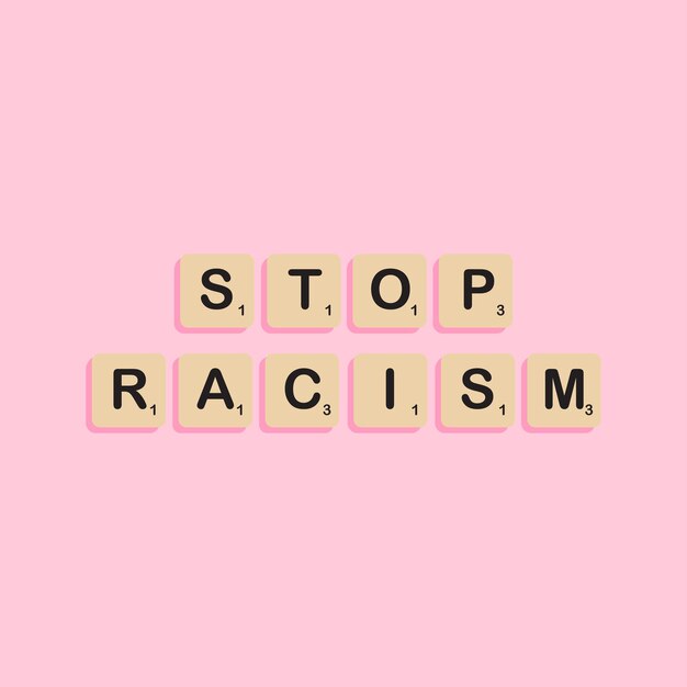 Ferma il razzismo caratteri tipografici in scrabbles block alfabeto concept