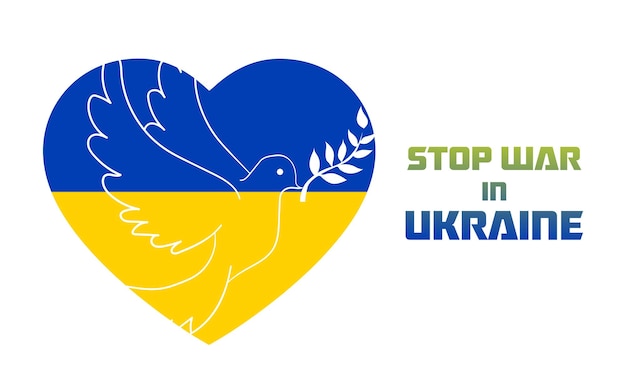 Ferma la guerra con il vettore della bandiera dell'Ucraina