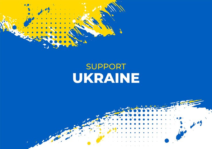 Ferma la guerra in Ucraina e supporta il design decorativo della bandiera del paese con il testo dell'Ucraina