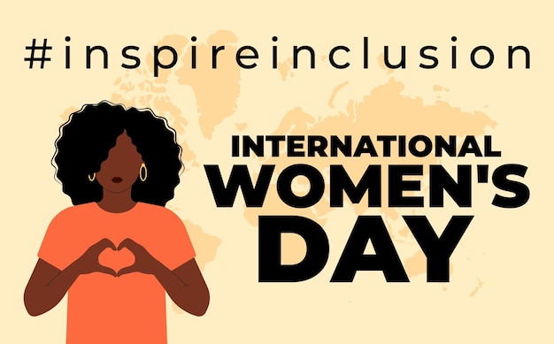 Festa del concetto della Giornata Internazionale della Donna 8 marzo Campagna 2024 ispirare l'inclusione Modello per lo sfondo del poster della carta banner Illustrazione vettoriale piatta