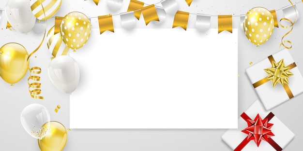 Festa di buon compleanno con palloncini d'oro