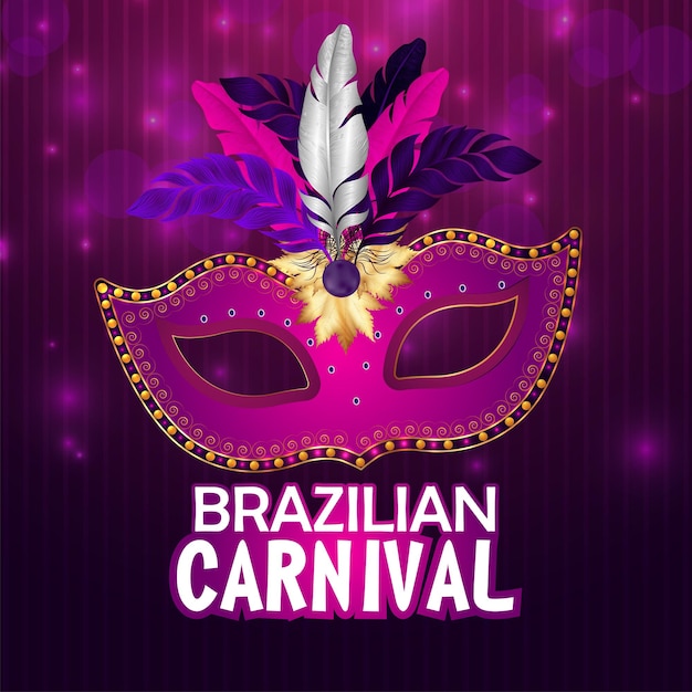 Festa di carnevale brasiliana con maschera dorata su sfondo nero