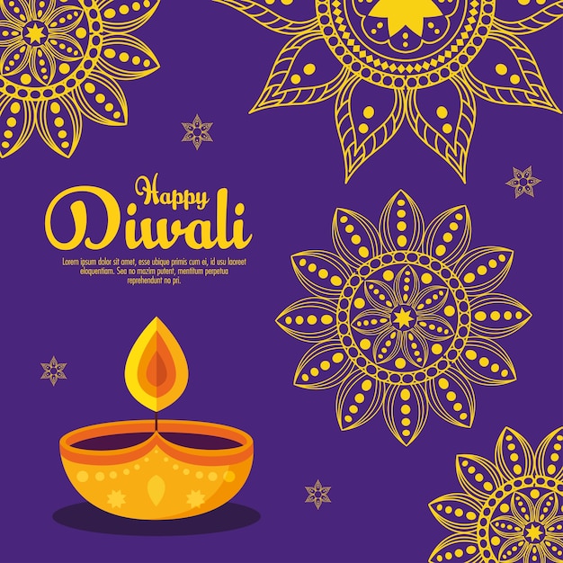 festa di festival diwali con decorazioni di candele e mandala.