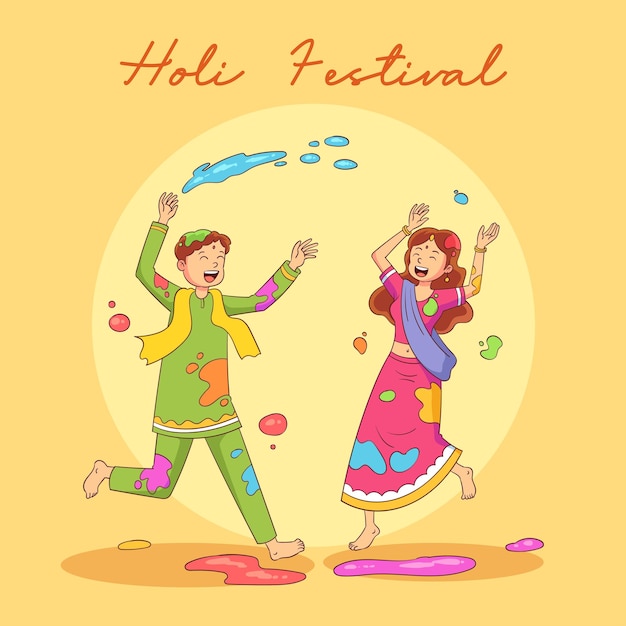 Festa di Holi disegnata a mano