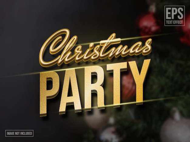 Festa di Natale oro elegante effetto testo 3D con sfondo nero modello modificabile Eps