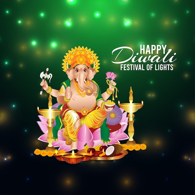 Festa indiana del biglietto di auguri per la celebrazione del diwali felice leggero