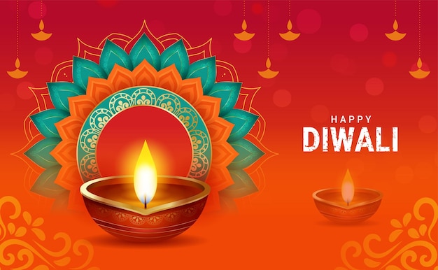Festa indiana felice Diwali con oggetti di scena decorativi sfondo tradizionale della festa