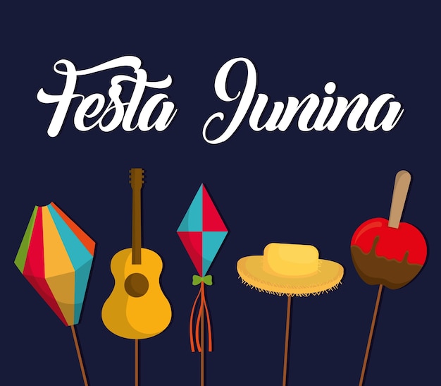 festa junina card con relative icone