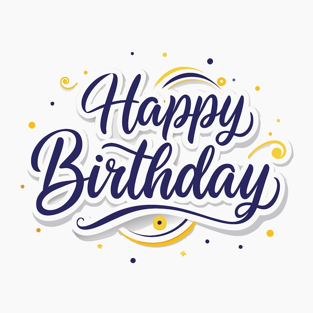 Festiva calligrafia di auguri di compleanno con confetti