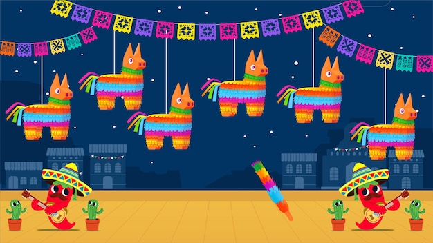 Festival cinco de mayo di design piatto vettoriale gratuito