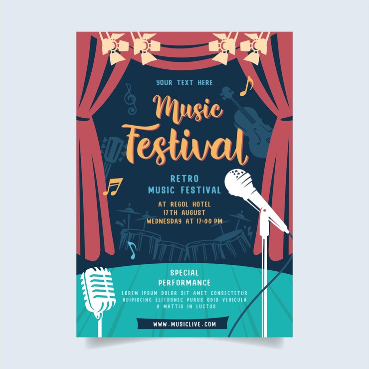 Festival della festa musicale in stile creativo con un design moderno del modello di forma