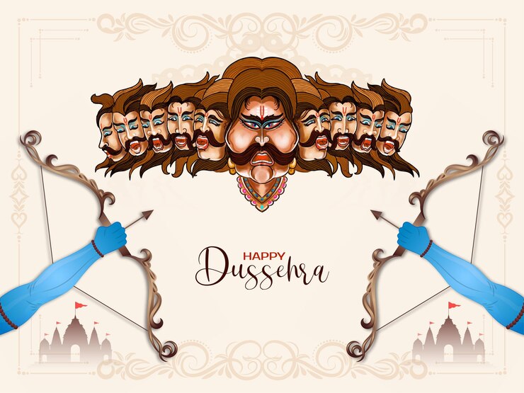 Vettore festival indiano religioso felice dussehra saluto sfondo disegno vettoriale