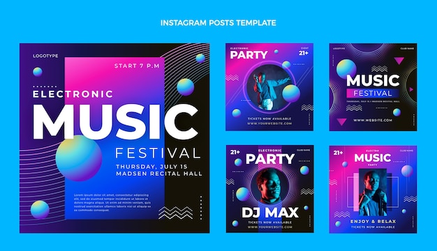 Festival musicale colorato sfumato ig post