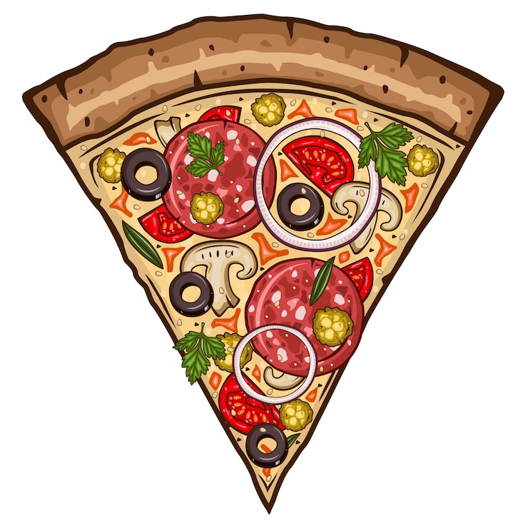 Vettore fetta della pizza su bianco