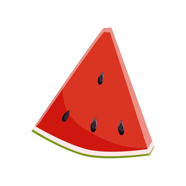 Fetta di anguria rossa Frutta estiva Cartoon illustrazione isolata su sfondo bianco