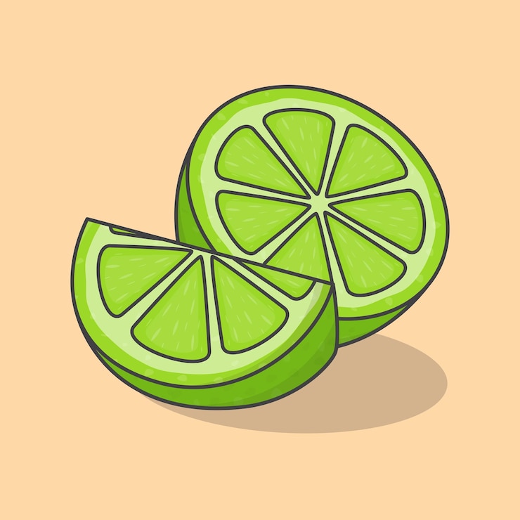 Vettore fetta di lime cartoon illustrazione vettoriale frutta fresca di lime icona piatta contorno