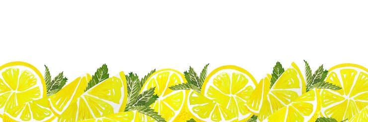 Vettore fetta di limone agli agrumi dell'acquerello con menta