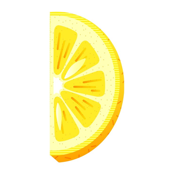Vettore fetta di limone fresco giallo su sfondo bianco illustrazione vettoriale minimalista di una fetta dimezzata