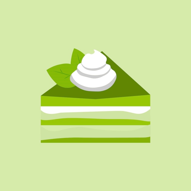 Fetta verde di torta su sfondo bianco