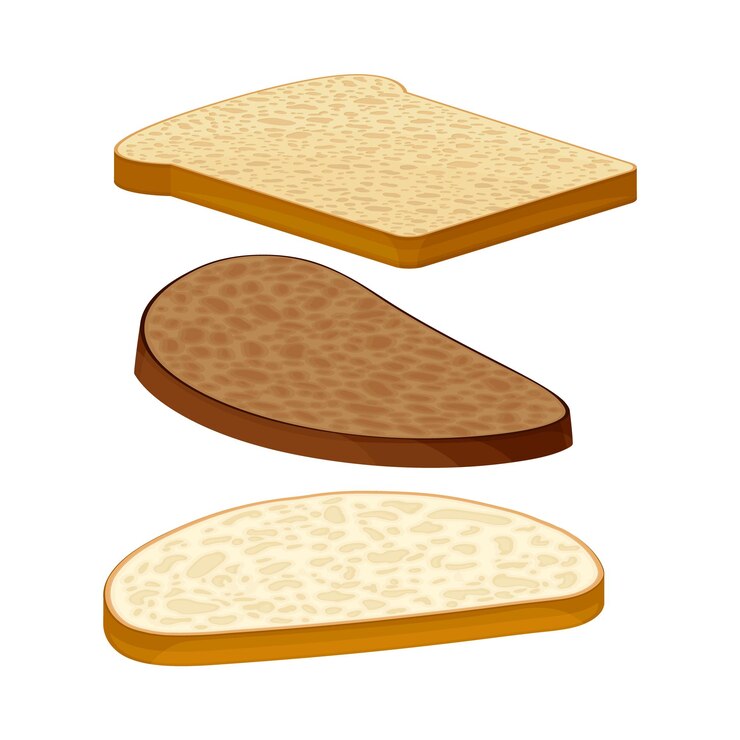 Vettore fette di pane integrale come ingredienti per la colazione illustrazione vettoriale