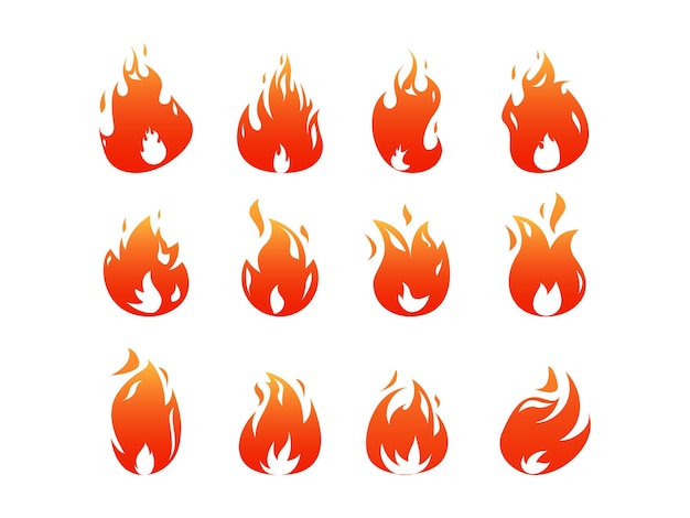 Fiamma dei cartoni animati Bola di fuoco rosso caldo fuoco di campo gradiente calore fuoco selvatico e falò bruciare potenza di fuoco s